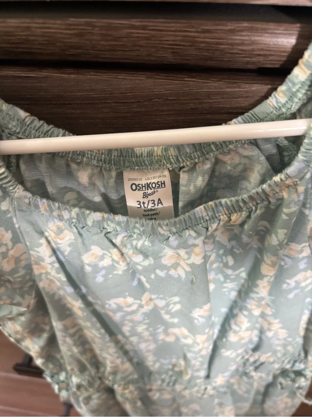 Osh Kosh B’Gosh Girls' Sage Floral Jumpsuit with Elastic Waist 3T